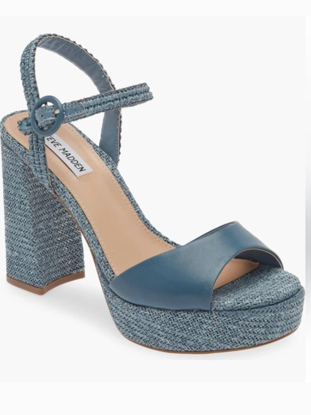 Steve Madden Strada Espadrille Sandal in Blue Raffia Size 8.5 - Picture 2 of 9